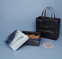 Mr Shang Marble Texture Simple Business Gift Box LED Strings Gift Bag Greeting Card Cowhide Shred Paper (Rectangular Large)