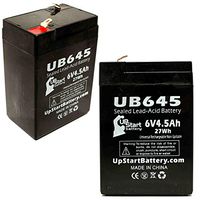 2-Pack UB645 Universal Sealed Lead Acid Battery (6V, 4.5Ah, F1 Terminal, AGM, SLA) Replacement - Compatible with Canon EOS 10D, Silent Knight 5207, Omnibot 2000, Streamlight Vulcan, Lithonia ELB06042
