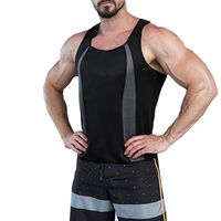 Fine Men's Elastic Sculpting Vest Corsets Slimming Body Shaper Vest Shirt Abs Abdomen Slim (Black, XXL)
