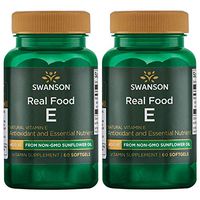 Swanson Real Food E from Non-GMO Sunflower Oil 400 Iu 60 Sgels 2 Pack