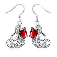 Silver Dangle Earrings Jewelry Birthday Gifts Presents Gemstone for Women Anniversary Zirconia Tassel Drop Crystal