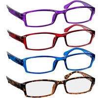 Reading Glasses Best 4 Pack_Purple Red Blue Tortoise for Men & Women Have a Stylish Look & Crystal Clear Vision When You Need It! Comfort Spring Arms & Dura-Tight Screws_100% Guarantee + 1.50