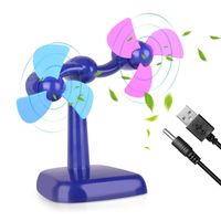 Dual Head Mini Portable Fan,Mini USB Desk Fan,Soft Fan Blade for Child Safety Handheld Personal Fan Small Pocket Desk Fan Powerful Portable USB Rechargeable Fan for Men Women Kids Girls (Blue)