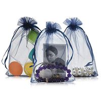 SHEING 100pcs Sheer Organza Bags Jewelry Pouches Wedding Party Valentine Christmas Favor Drawstring Gift Bags (Navy Blue, 4 x 6 Inch)