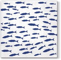 Blue Shoal Paper Luncheon Napkins 40pcs Coastal Deco Fish
