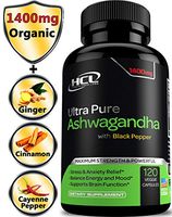 Organic Ashwagandha Capsules 1400 MG Root Powder with Black Pepper 120 Caps - Vitamins to Relieve Anxiety – Natural Way to Relieve Stress - Thyroid Support & Adrenal Support - Brain Support Supplement