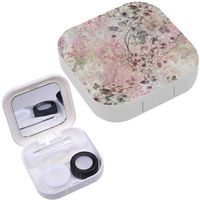 Portable Contact Lens Case Box Travel Kit Mirror + Bottle + Tweezers Container Holder [ Watercolor Leaf Flowers ]