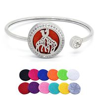 Tornado Two Giraffes Aromatherapy Essential Oil Diffuser Bracelet Jewelry Stainless Steel Locket Bangle 12 Refill Pads