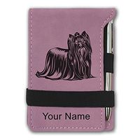 Mini Notepad, Yorkshire Terrier Dog, Personalized Engraving Included (Pink)