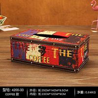 T-ZJHC European Creative Retro Tissue Box Home Room Bedroom Napkins Tray Living Room Coffee Table Storage, Maroon