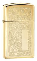 Zippo Personalized Message Engraved Customized Slim Size Indoor Outdoor Windproof Lighter (Polish Venetian Brass)
