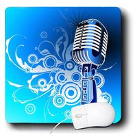 3dRose LLC 8 X 8 X 0.25 Inches Microphone N Scrolls in Blue Aqua N Silver Mouse Pad (mp_100490_1)