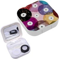 Portable Contact Lens Case Box Travel Kit Mirror + Bottle + Tweezers Container Holder [ Vinyl Records ]