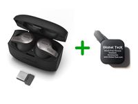 Jabra 65T Bluetooth Headset Earbuds - Evolve 65T 6598-832-109-B | Compatible for Skype for Business, Alexa, Siri, Google Assist | Wireless Bluetooth for Music, PC/MAC (2 Port Charger)