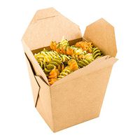 Square Noodle Take Out Container, Noodle To Go Box - Kraft - 26 oz - Disposable - Easy Fold - 200ct Box - Restaurantware