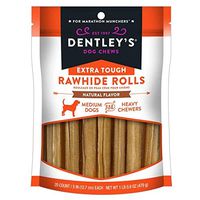 Dentley's Extra Tough 5" Rawhide Rolls Dog Treats 20 Count