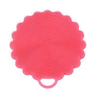 Hot ! ღ Ninasill ღ Silicone Dish Washing Sponge Scrubber Kitchen Cleaning antibacterial Tool (Pink)