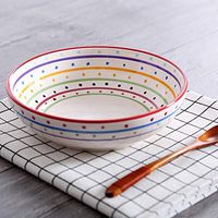 Home big wrist European Ceramic Plate Home Hand-painted Deep Dish Dishes Simple Western-style Plate Living Room Fruit Plate Foreign Trade Tableware Decorative hotel retro soup bowl