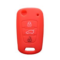 MOKIE Silicone Remote Key Case Fob Cover 3 Button Remote Fob for KIA Sportage Soul Rio Optima Red