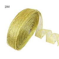 Christmas Mesh Ribbon Christmas Wrapping Ribbon Rolls Gift Wrapping Ribbon for Wedding Christmas Decoration - 2M/78.7 Inch (Gold)