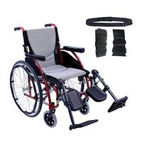 Karman S-Ergo 115 Ultra Lightweight Ergonomic Wheelchair | Seat Size 16" X 17" | Upgraded to Elevating Legrests | Fixed Wheels in Red & Free Black Wheelchair Seatbelt!
