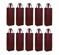 Milcraft Reusable Gift Bag, Single Bottle Wine Tote Holder Vineyard, 10 Pack Set