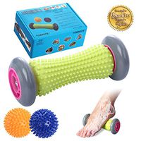 Foot Roller Massage Ball for Relief Plantar Fasciitis and Reflexology Massager for Deep Tissue Acupresssure Recovery for PLA Relax Foot Back Leg Hand Tight Muscle, 1 roller and 2 Spiky Balls