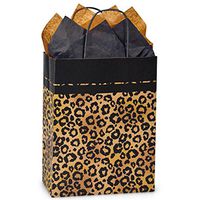 NW Leopard Safari Paper Shopping Bags - Cub Size - 8 1/4 x 4 3/4 x 10 1/2in. - 200 Pack