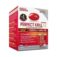 LABO Nutrition Perfect Krill EX, The Purest Ultra Strength Antarctic Krill Oil, Highest Phospholipids (>56%), with Choline & Astaxanthin, Omega 3, Heart & Joint Support, 100% Made in USA, 60 softgel