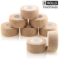 AUPCON Vet Wrap Cohesive Bandage Dog Self Adherent Bandage Wrap Cat Self Adhesive Bandage Horse Self Adherent Bandage Non-Woven Tape for Pet Animal First Aid and Fingers & Toes (8 Rolls, Beige)
