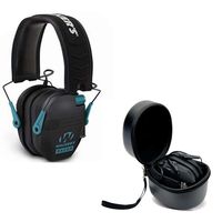 Walkers Razor Slim Electronic Shooting Hearing Protection Muff (Sound Amplification and Suppression) with Protective Case, Black/Teal