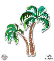 Palm Trees Watercolor - 3" Vinyl Sticker - For Car Laptop I-Pad Phone Helmet Hard Hat - Waterproof Decal