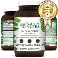 Natural Nutra Calcium Citrate with Vitamin D3, Supplement for Bone Strength, Health and Osteoporosis, 60 Tablets