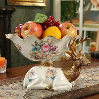 T-ZJHC European Paper Tray Living Room Coffee Table Remote Control Storage Box Bedroom Multi-Function Tissue Box, Deer Fruit Plate