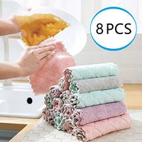 HOTRAIN 8 Pcs Kitchen Dish Cloth Towels,Dishcloths,Absorbent Dishtowels, Nonstick Oil Washable Fast Drying Dish Rags Cleaning Tools