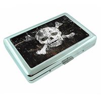 Vintage Pirate Ship Map S2 Silver Cigarette Case Metal Wallet Id Holder 4" X 2.75" RFID Protection