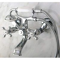 Victorian Wallmount Clawfoot Bath Tub Faucet Grey Metal Polished Silver Finish