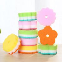 Flower Shape Dishwashing Sponge Magic rub Cloth Strong Detergency Wash Eraser Cleaner Kitchen