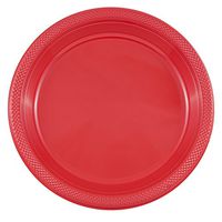 JAM PAPER Round Plastic Party Plates - Large - 10 1/4 inch - Red - 20/Pack