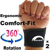 SISYAMA 2X Adjustable Neoprene Wrist Support Wristbands Ergonomic Comfort FIT (Youth Black)