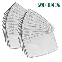 URMax 20 PCS PM2.5 Activated Carbon Filters Meltblown Non-Woven Cloth 5 Layers Cotton Adjustable Anti Dust Filters for Women Mens