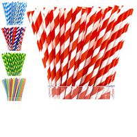 Paper Straws by Party Girl Kim - 200 Box | Red and White Straws | Holiday and Christmas Decorations | Candy Cane Straws | Holiday Straws - Add Fun with Eco Friendly Straws (Red)