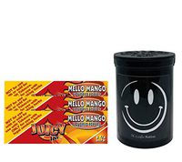 Herb Airtight Container Fresh Kettle with Juicy Jay's Mello Mango 1.25 Flavored Hemp Rolling Papers 3 Count DC Crafts Nation- Happy Face