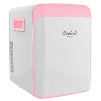 Cooluli Classic Pink 15 Liter Compact Portable Cooler Warmer Mini Fridge for Bedroom, Office, Dorm, Car - Great for Skincare & Cosmetics (110-240V/12V)