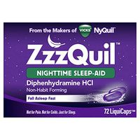 ZzzQuil Nighttime Sleep Aid, Non-Habit Forming, Fall Asleep Fast and Wake Refreshed, 72 Count LiquiCaps