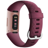 Goosehill Band Compatible for Fitbit Charge 3, Silicon Wristbands for Charge 3 SE Advanced Fitness Tracker, Adjustable Replacement Sport Strap for Women Men Wine Red Small