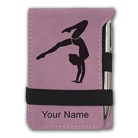 Mini Notepad, Gymnast Handstand, Personalized Engraving Included (Pink)