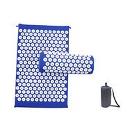Xuan Yu Massage Acupressure Lotus Spike Massage Pads Rug Acupressure Mat+Pillow Back Neck Stress Relief Yoga Cushion Massager Relaxation (Color : Blue1)