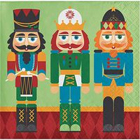 Creative Converting 332085 Nutcracker Beverage Napkins, Green