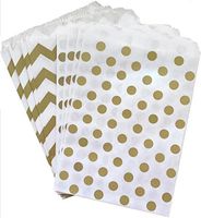 Outside the Box Papers Polka Dot and Chevron Treat Sacks 5.5 x 7.5 48 Pack Gold, White